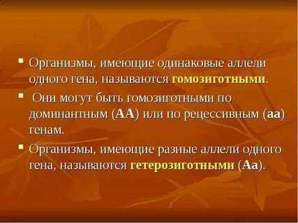Гомозиготной называется особь
