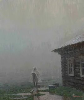 Деревня под дождем