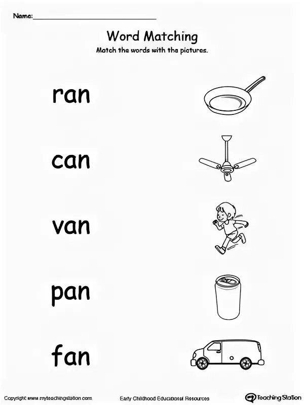Match the words fun. Family Words Worksheets. Am Family Words. Ig Family Words. Match the Words.