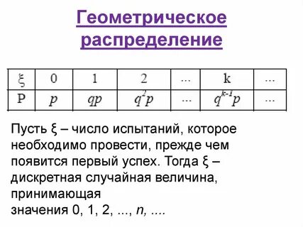 Геометрический закон распределения случайной величины