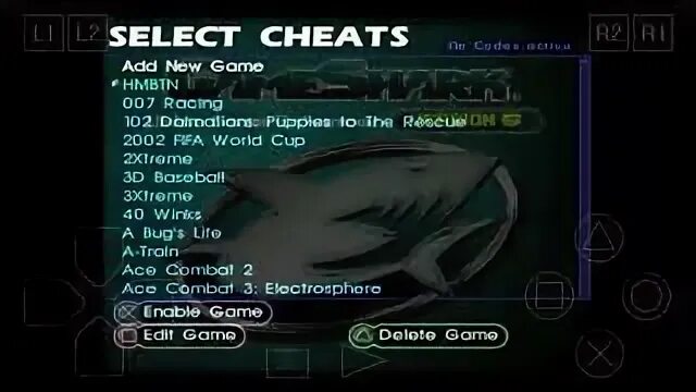Select cheats. Select cheats