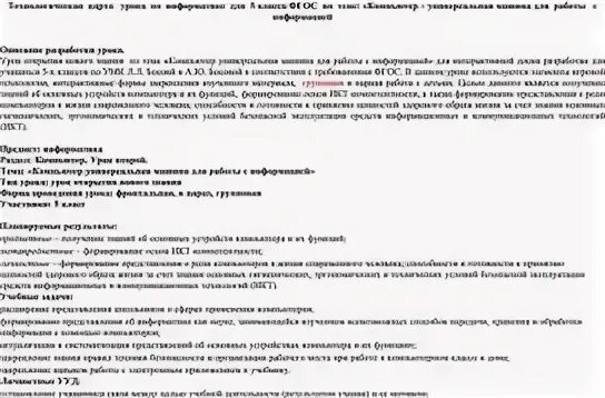 Технологическая карта урока по информатике в условиях реализации ФГОС Тема урока
