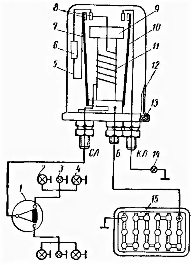 Реле зил 131. Реле РС 57 схема подключения. РС-57 реле поворотов схема подключения. Схема подключения реле поворотов ЗИЛ 131. Реле поворотников РС 57 схема подключения.