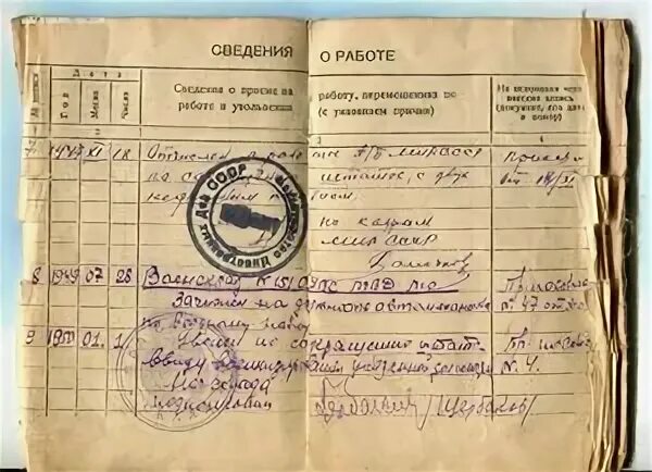 Трудовая книжка водитель