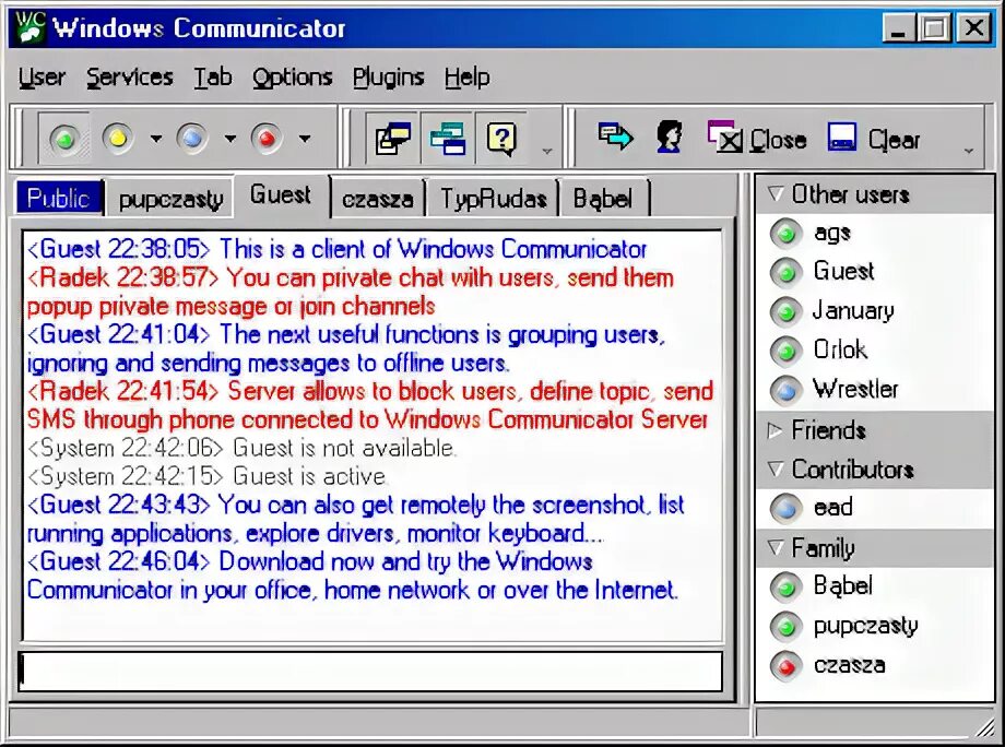 Send client message