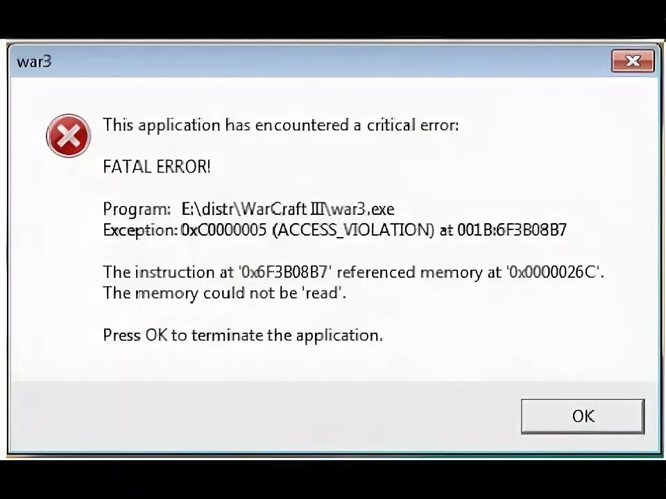 Фатальная ошибка. This application has encountered a critical Error Fatal Error Warcraft. This application has encountered a critical Error wow. Еррор 132 ВОВ.