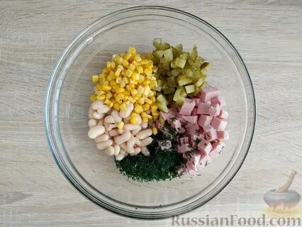 Салат огурцы ветчина сыр кукуруза