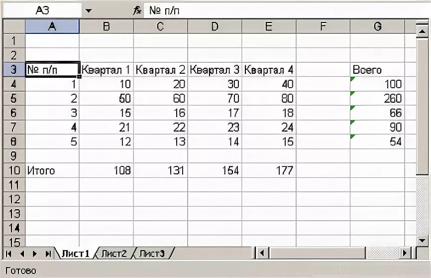 Найти непустую ячейку