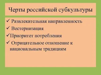Основные черты молодежной субкультуры