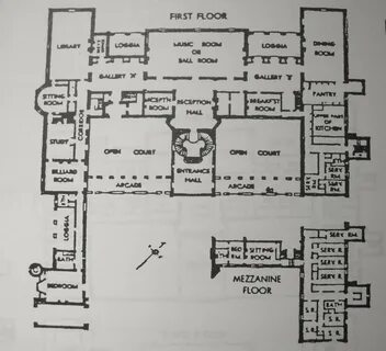 1st floor Oheka Castle floor plan, Oheka castle interior, Architectural floor pl