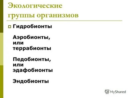 Какие среды жизни населяют гидробионты и аэробионты