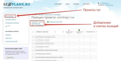 Позиции сайта
