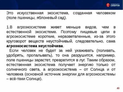 Экосистема созданная человеком