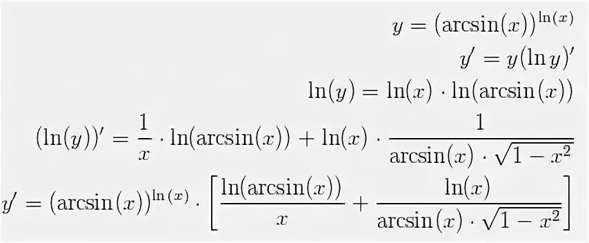 Arcsin x производная. Производная Ln x. Производное arcsin(x). Производная от Ln y.