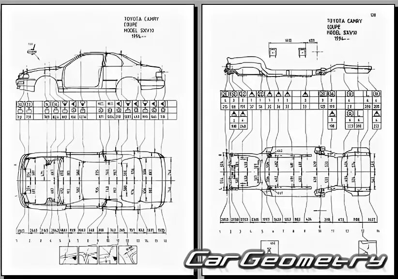 Камри габариты кузова. Геометрия кузова Toyota Camry sv40. Геометрия кузова Toyota Camry sv20. Тойота Камри sv30 геометрия кузова. Тойота Камри SV 30 кузов геометрия кузова.