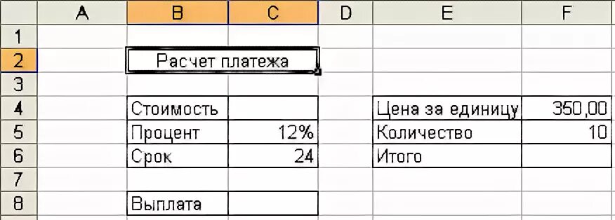 Пример расчета ежемесячного платежа