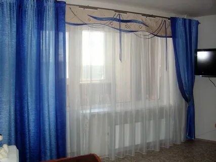 Бело синий тюль