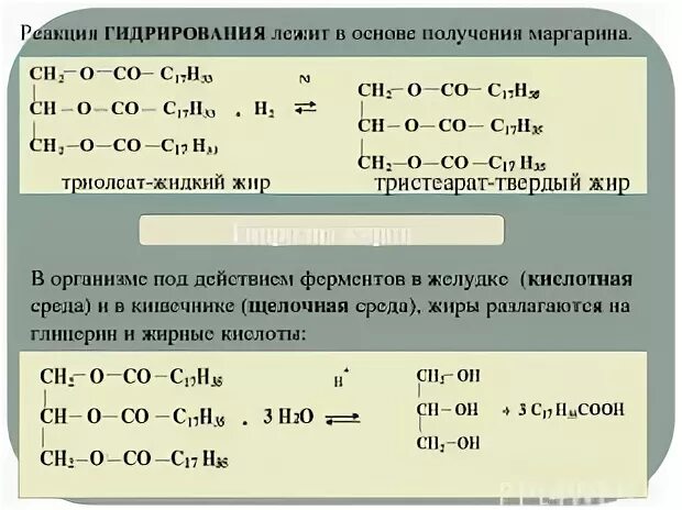 Реакция получения маргарина. Гидрирование триолеата глицерина. Реакция гидрирования триолеата. Гидрирование жира триолеата. Триолеат глицерина вступает в реакцию
