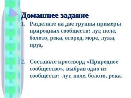 Составьте кроссворд природное сообщество выбрав одно луг
