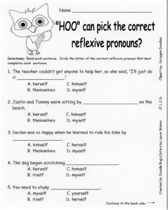 Use reflexive pronouns to complete the gaps. Use reflexive pronouns to complete the gaps