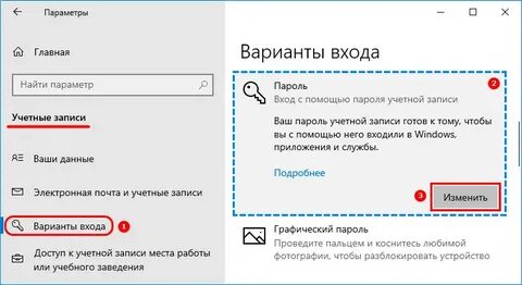 Изменить пароль учетной записи виндовс