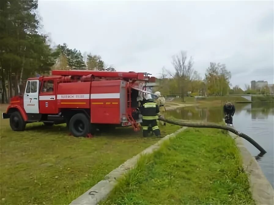 Забор воды пожарным насосом