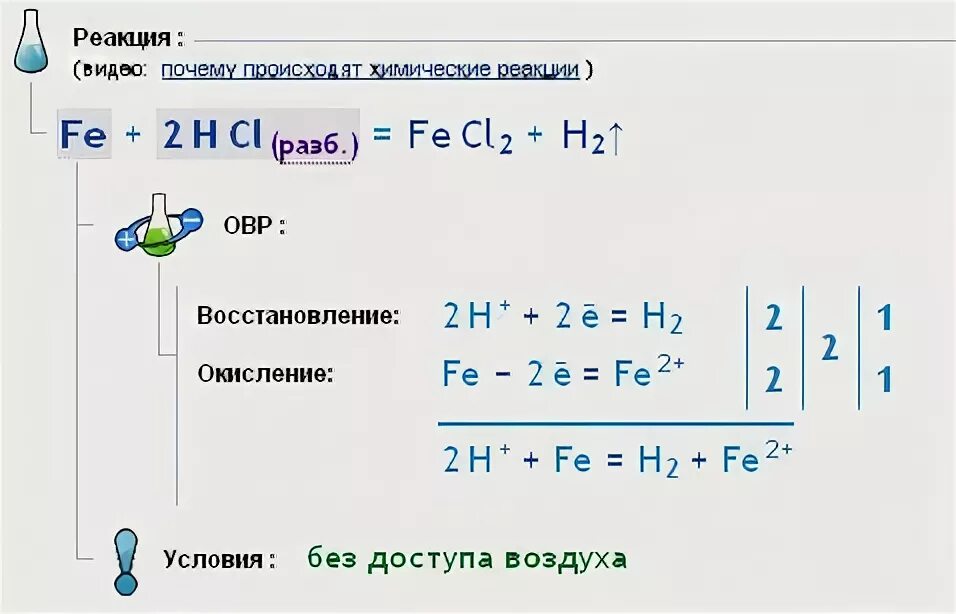 Реакции fe cl2 fe hcl