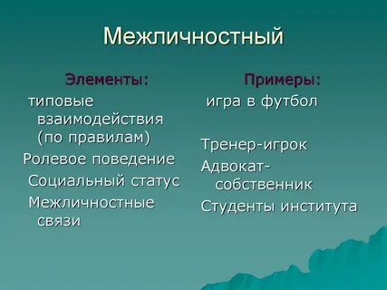 Межличностные роли примеры