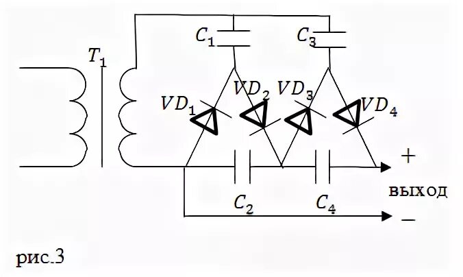 Схема умножителя напряжения на диодах и конденсаторах