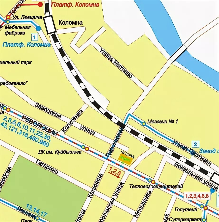 Карта коломны с улицами