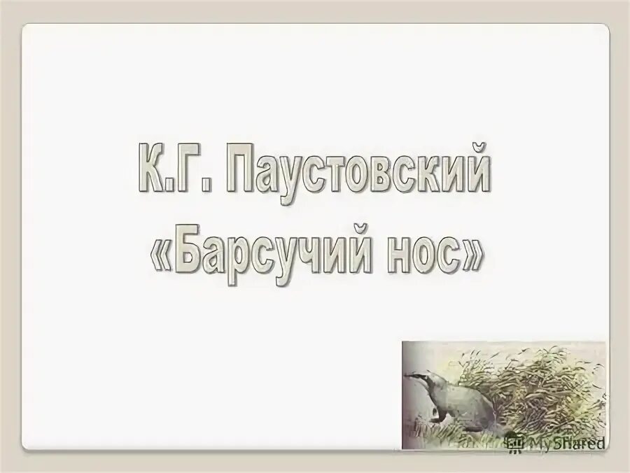 Паустовский барсучий нос 3 класс презентация