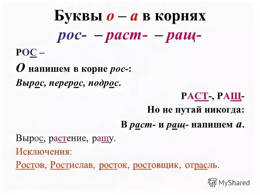 Корни раст ращ рос презентация 5 класс