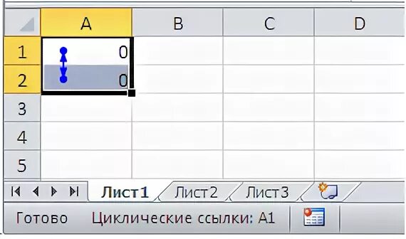 Циклические ссылки в excel