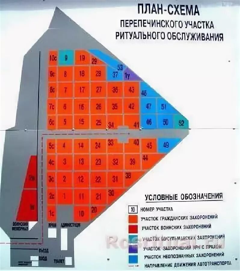 План перепечинского кладбища с номерами участков схема Перепечинское кладбище