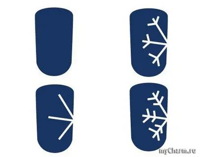 Как рисовать снежинки на ногтях