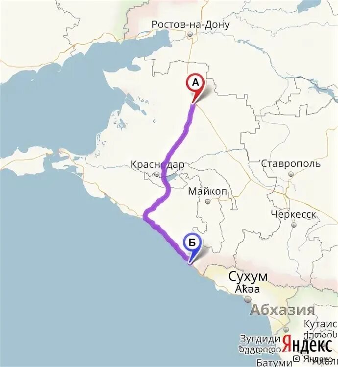 Ставрополь сочи расстояние
