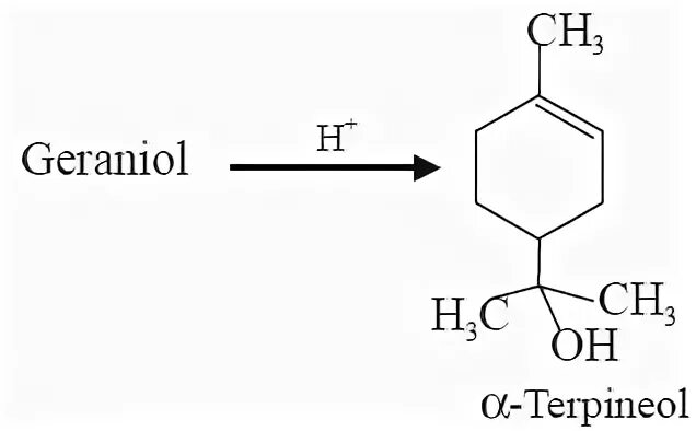 Гераниол что это. Полная гидратация гераниола. Гераниол гидратация. Терпинеол формула. Синтез гераниола.