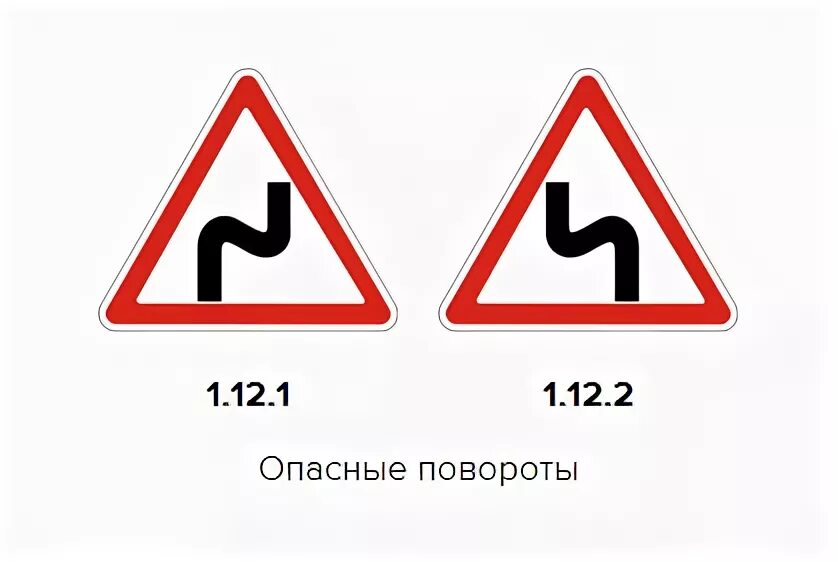 Дорожный знак 1.12.1 опасные повороты. Знак 1.12.2 опасные повороты. Знак 1.12.1. опасные повороты (с первым поворотом направо). Знак 1.12.1 и 1.12.2. Опасный поворот 2