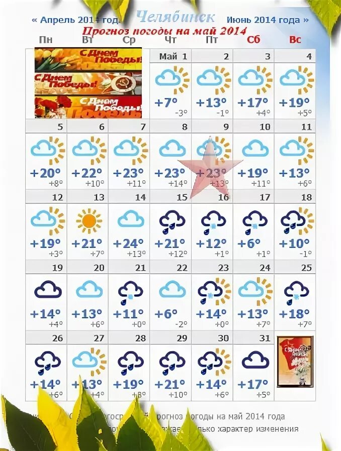 Погода челябинск на месяц май 2024 года