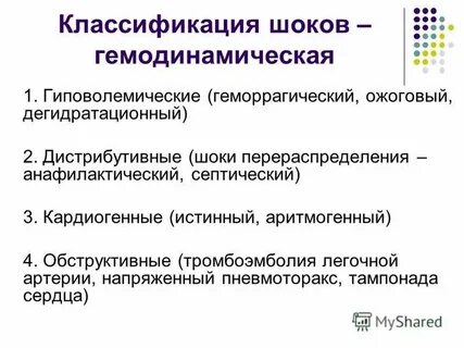 Шоки анестезиология
