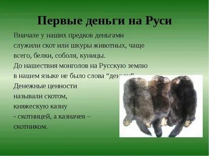 Шкурка в роли денег