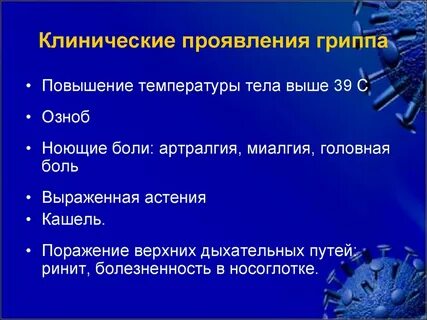 Симптомы вируса гриппа а