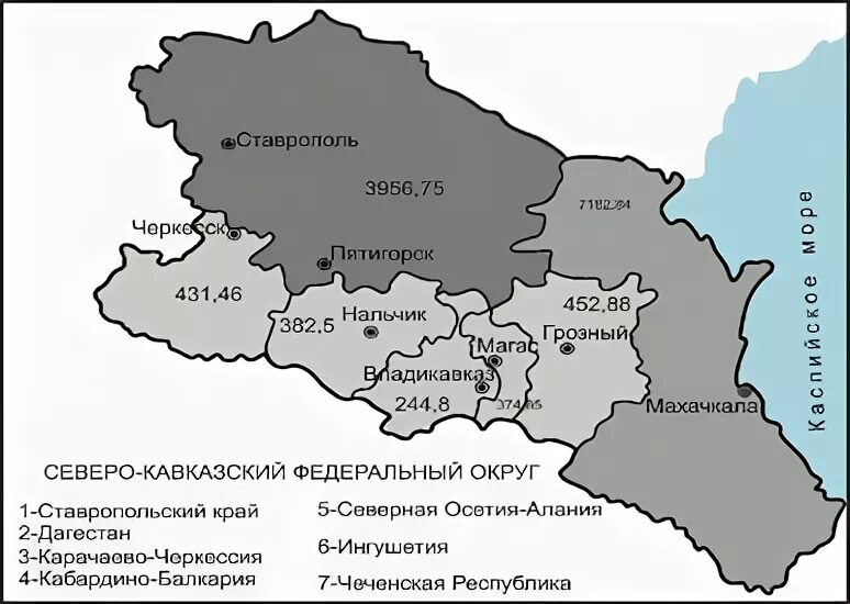 Субъекты входящие в состав северо кавказского района. Северо кавказский округ на карте. Северо-кавказский федеральный округ карта. Население СКФО карта. Карта Северо-Кавказского федерального округа.
