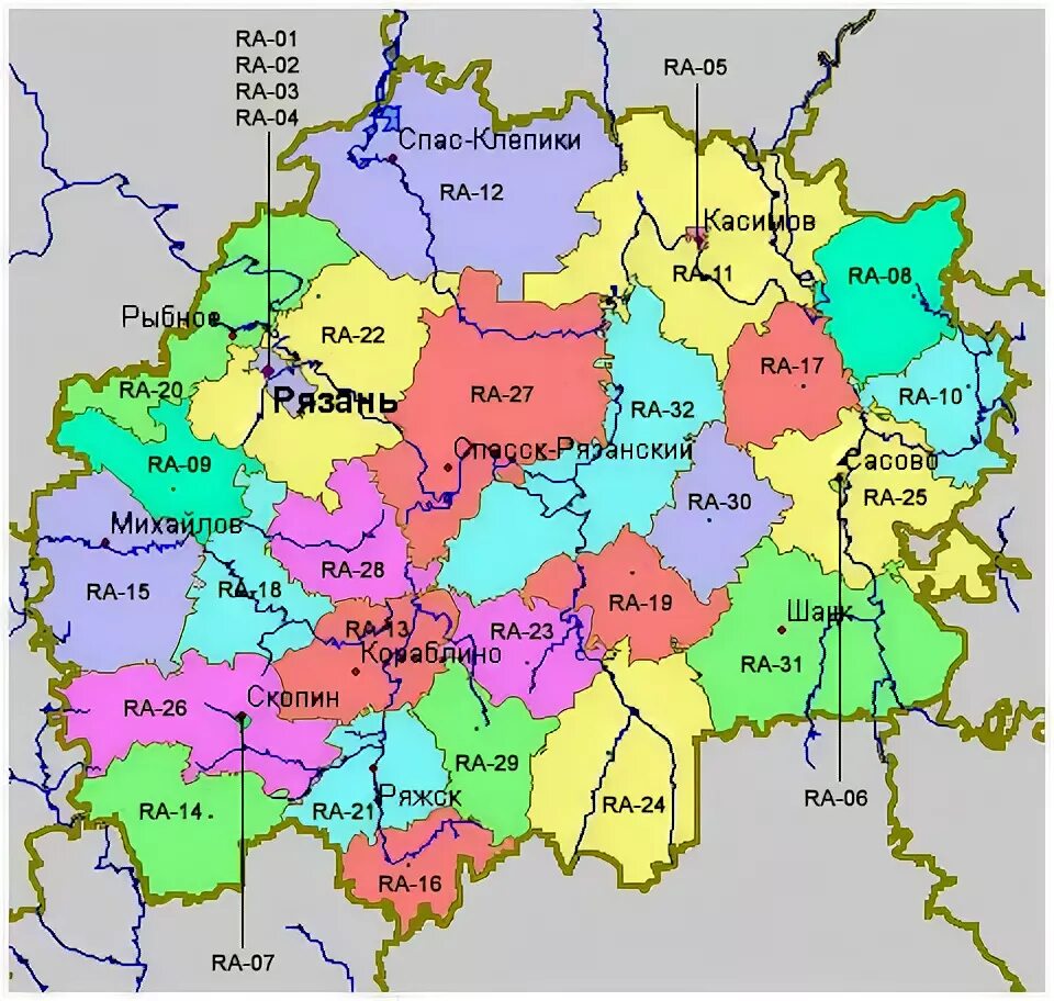 Рязанская обл карта с населенными пунктами. Карта Рязанской и соседних областей. Районы Рязанской области на карте с границами. Карта Рязани и Рязанской области с районами.