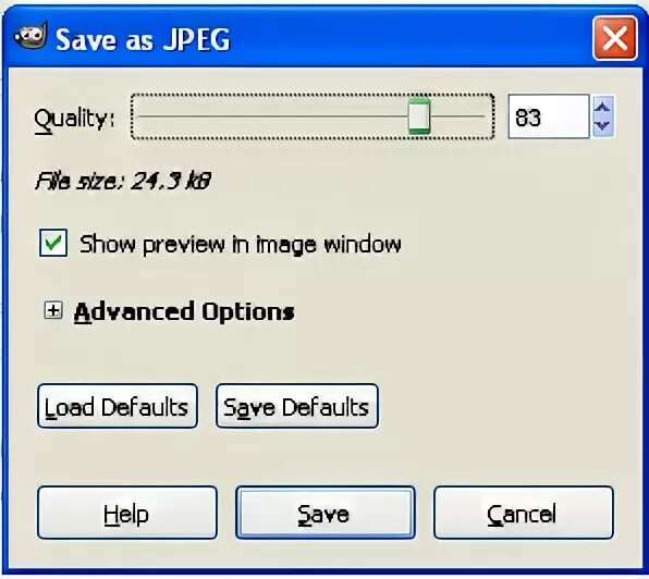 Сохранить в jpeg. Jpeg dialog panel.