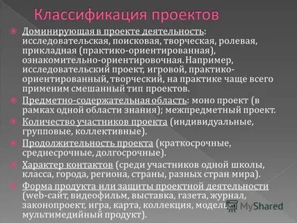 Область деятельности проекта