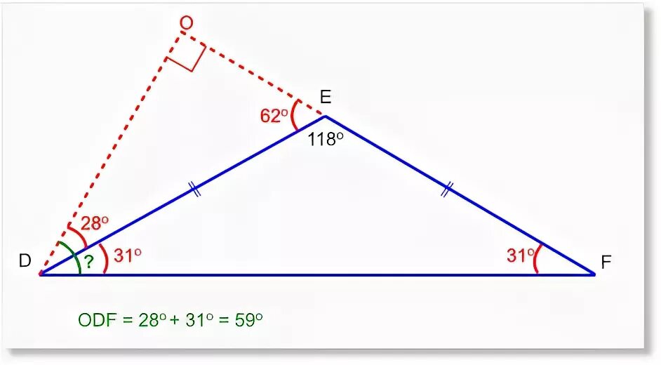 В треугольнике деф угол е равен 90