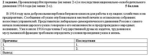 Причины национально освободительного движения 1916 года