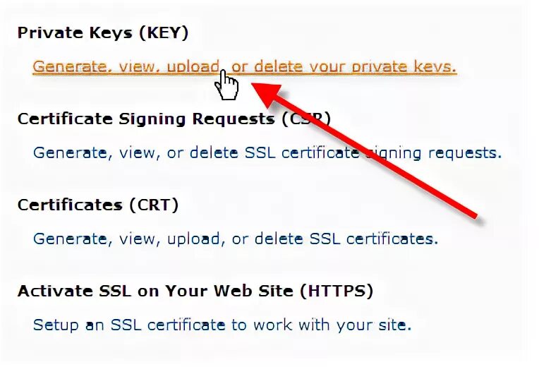 Certificate crt. Private Key. Find private Keys.