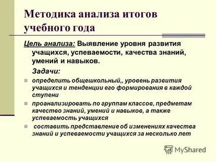 Анализ определение уровня